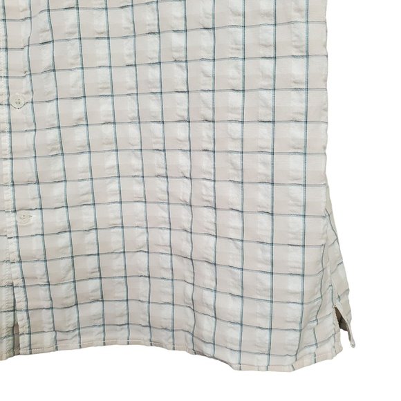 Timberland Mens Sz XXL Shirt Slim Fit Button Up Textured Camp 100% Cotton Plaid - Picture 6 of 7